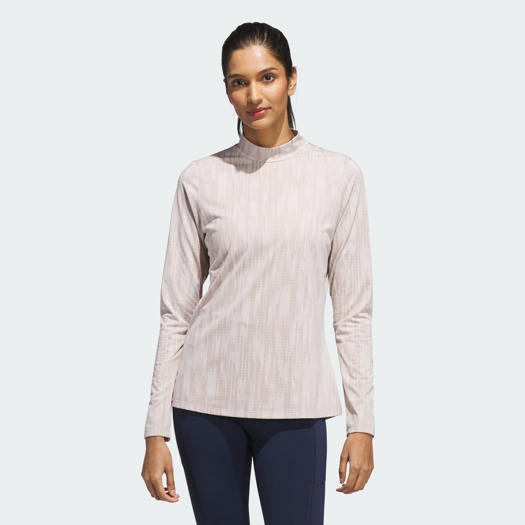 adidas Golf Ultimate365 Jacquard Long Sleeve Mock Neck Top Women Brown JN8404