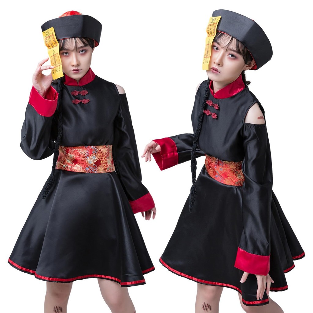 ชุดแต่งตัว Halloween Zombie Skull Cheongsam สำหรับผู้หญิงและเด็กผู้ใหญ่