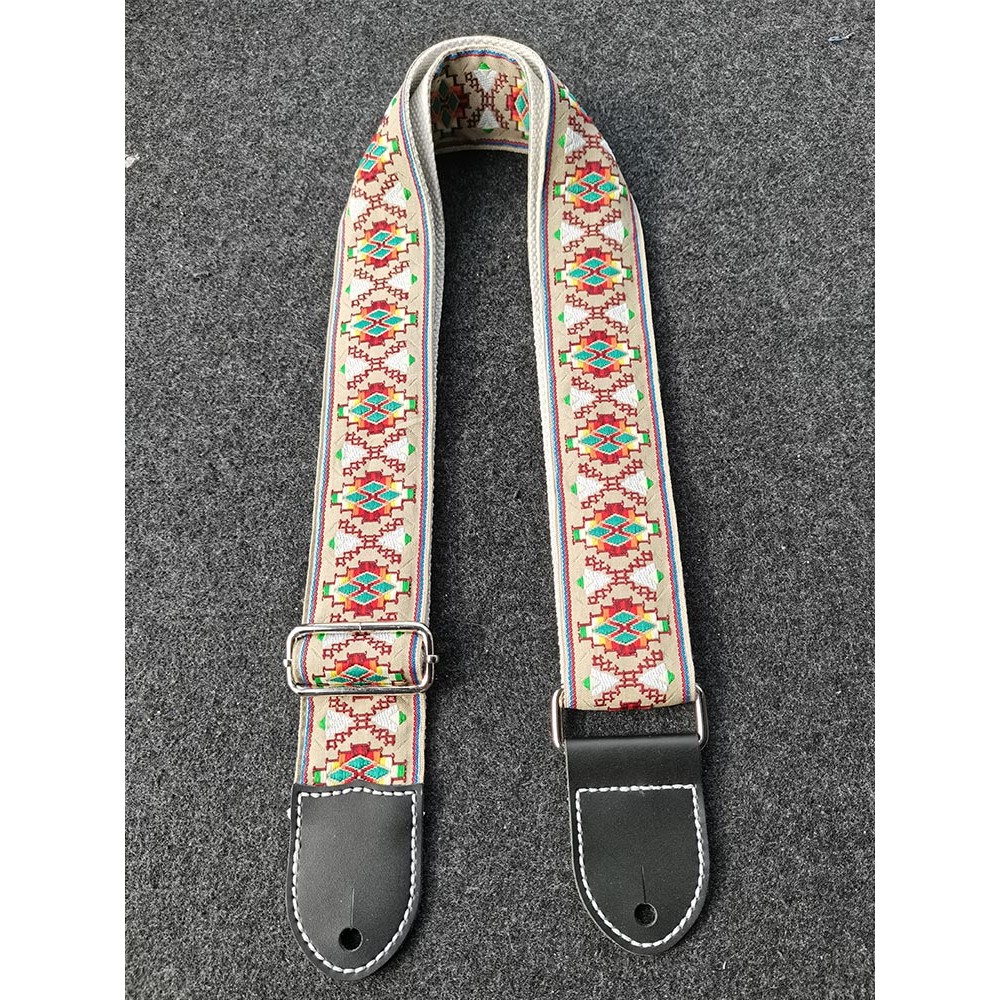 Pure Handmade Guitar Strap Diamond Block Universal Couple Electric Guitar Bass Strap นําเข้าหนังวัวช