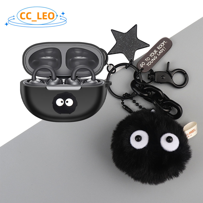 for QCY Crossky C50 Case Cute Bear Cartoon Astronaut Keychain Pendant Silicone Soft Case Suitable for QCY Crossky C50 Shockproof Shell Protective Sleeve