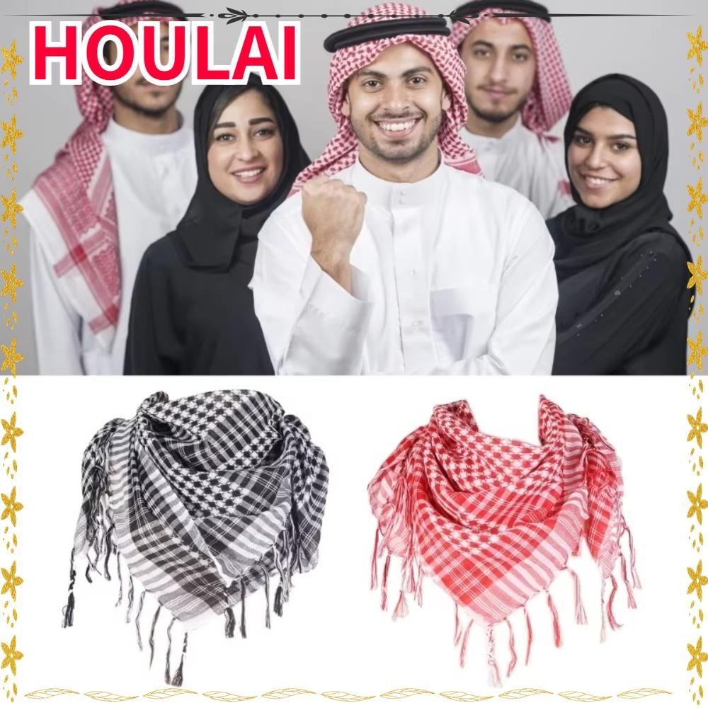 HULAI Shemagh Headscarf, with Tassel Large Head Neck Scarf, Costume Bandana Keffiyeh for Men Women