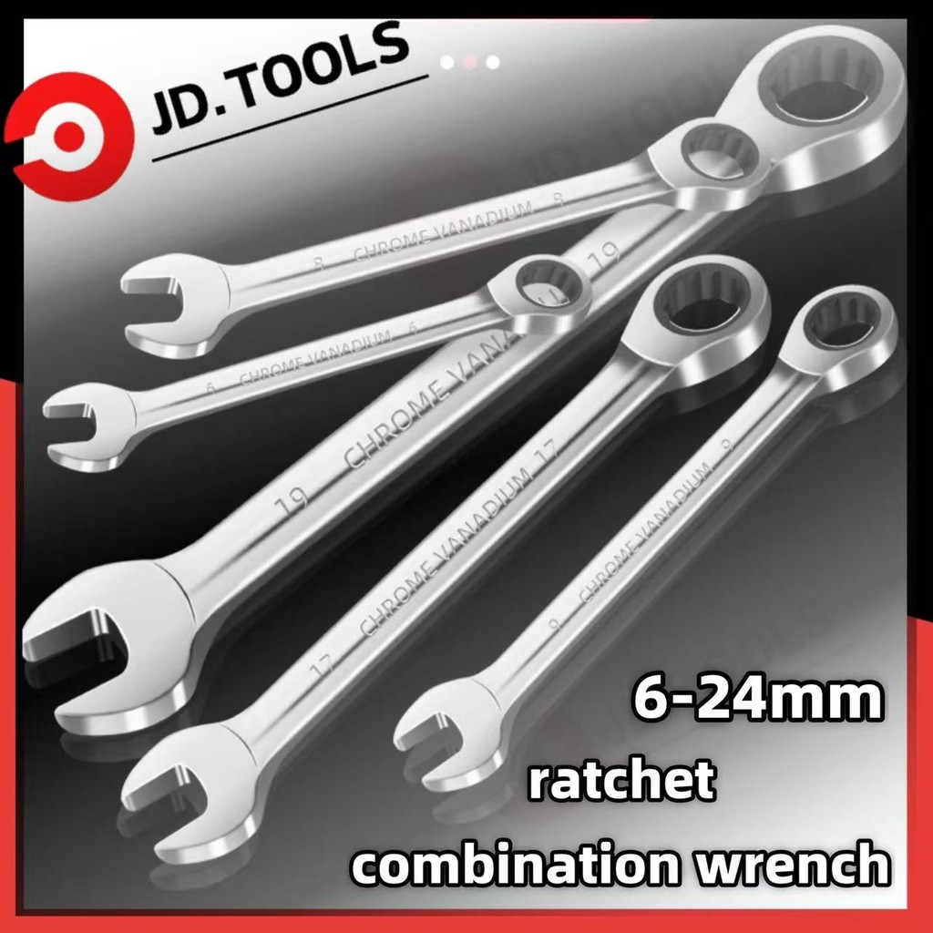 ประแจแหวนข้าง ปากตาย ฟรี แหวนก๊อกแก๊ก คอตรง/พับไม่ได้ เบอร์ 8-24 mm CR-V