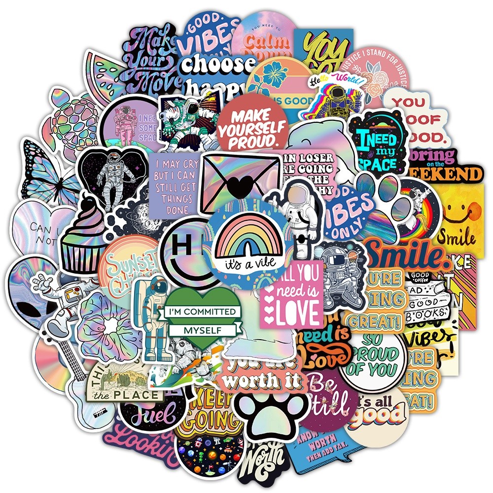 Aesthetic Pack Stickers Cute Silver Laser Decal Vinyl Waterproof Stickers - Journal Book Stickers