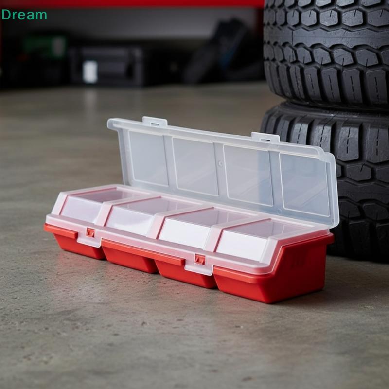 <Dream>สกรูOrganizerกล่องพลาสติก4partmentsพร้อมฝาปิดสีฟ้าสีแดงสําหรับเครื่องประดับลูกปัดและฮาร์ดแวร์ลดราคา