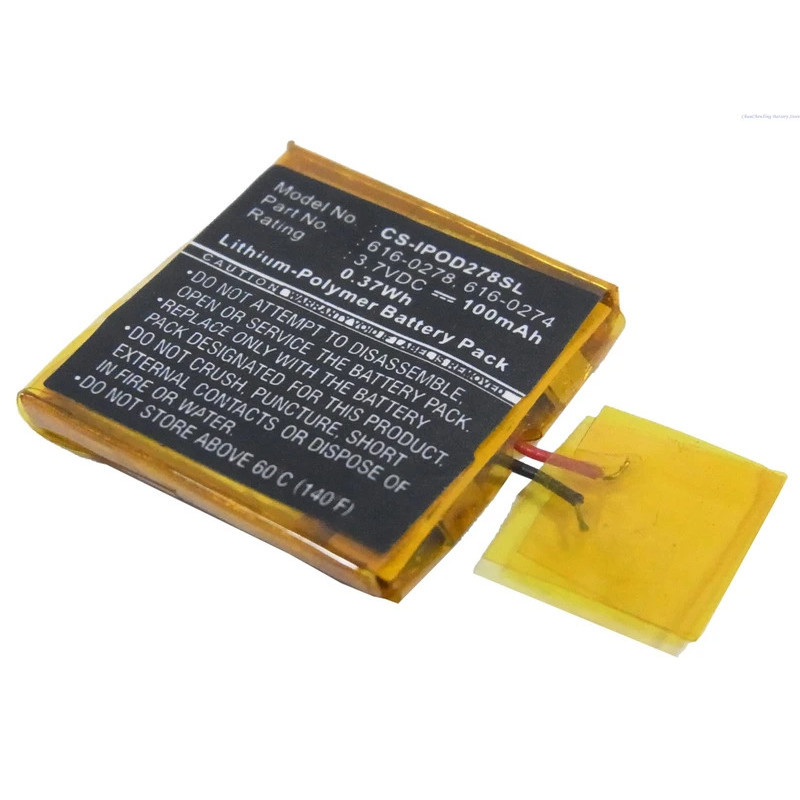 Cameron Sino 3.7V 100mAh Media Player แบตเตอรี่ 616-0278, 616-0274 สําหรับ Apple iPOD Shuffle G2 1GB