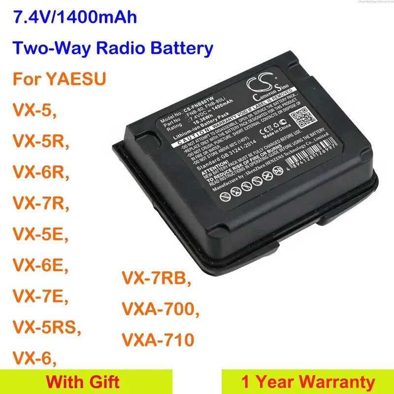 Cameron Sino 1400mAh แบตเตอรี่ FNB-80,FNB-58 สําหรับ YAESU VX-5,VX-5R,VX-6R,VX-7R,VX-5E,VX-6E,VX-7E,