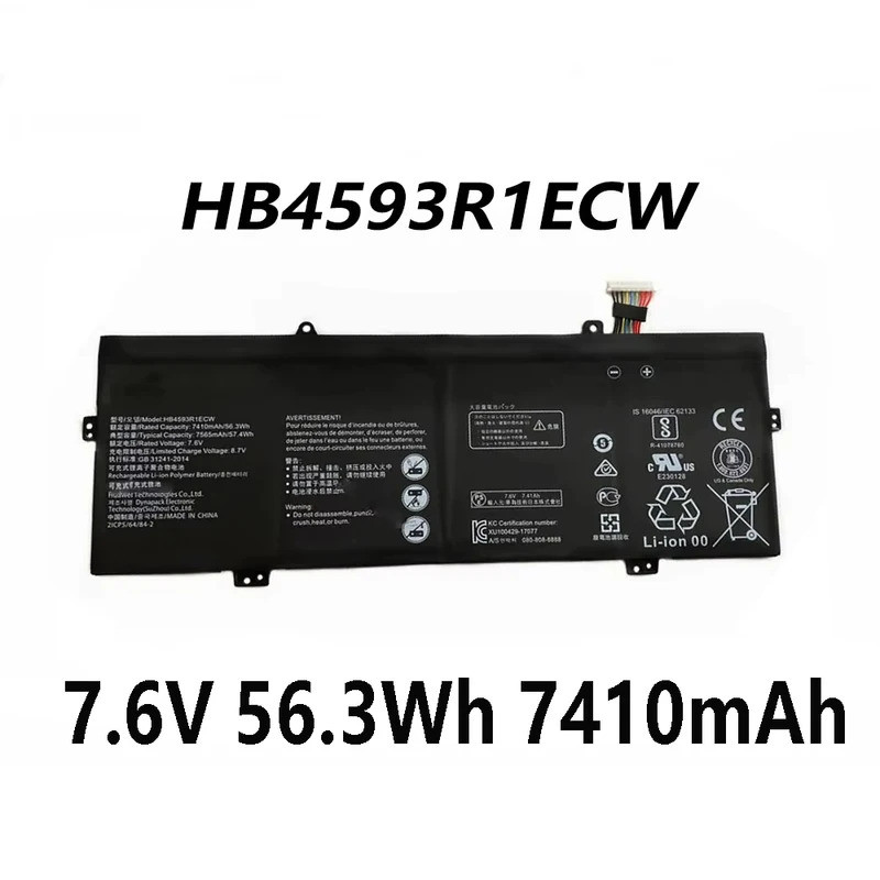 HB4593R1ECW 7.6V 56.3Wh 7410mAh แบตเตอรี่แล็ปท็อปสําหรับ HUAWEI MagicBook (i5-8250U/8GB/256GB) 8550U