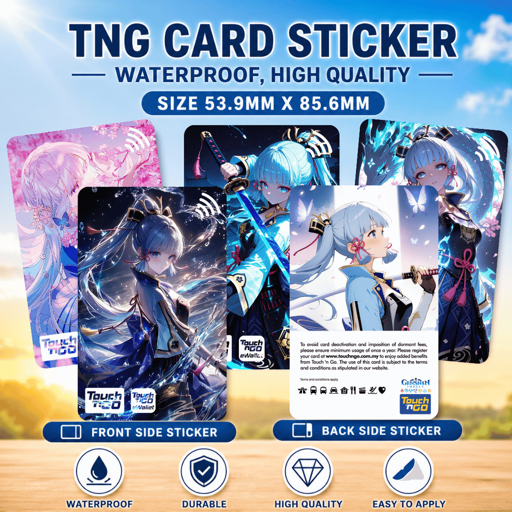 Touch n Go NFC Genshin Impact-Kamisato Ayaka-Card Sticker - Design Waterproof TNG Card Skin Sticker 