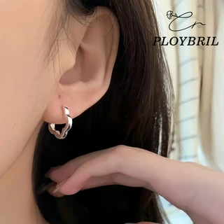 PLOYBRIL ต่างหูห่วง silver flower; ต่างหูห่วงดอกไม้สีเงิน E098
