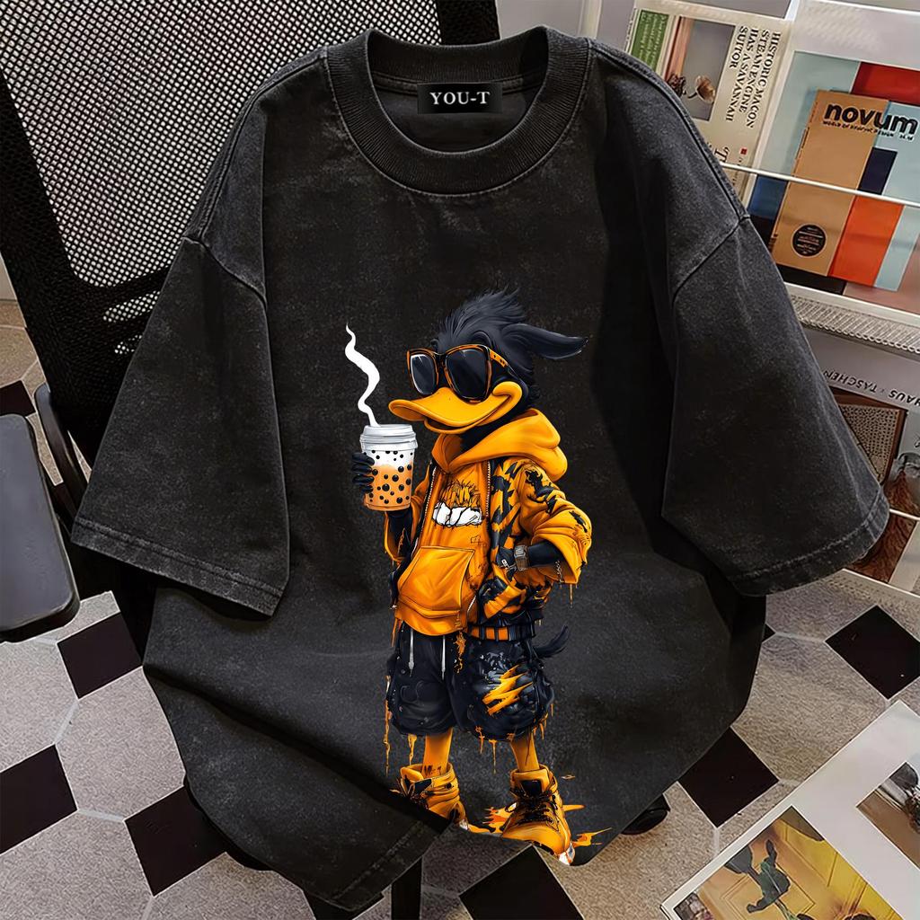 UT shop💥เสื้อยืดผ้าคอตตอน 100% “Mr. Duck” ทรง Oversize คอกลม แขนสั้น ผ้านุ่มสบาย ใส่ได้ทุกวัน ฤดูร้อ