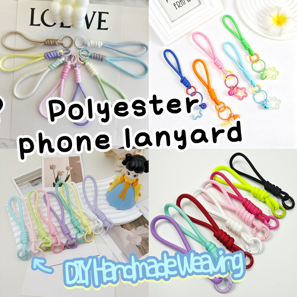 ใหม่สีทอมือเชือกโทรศัพท์มือถือเชือกเส้นเล็กตุ๊กตากระเป๋าพวงกุญแจเครื่องประดับ ทําเอง จี้อุปกรณ์เสริม