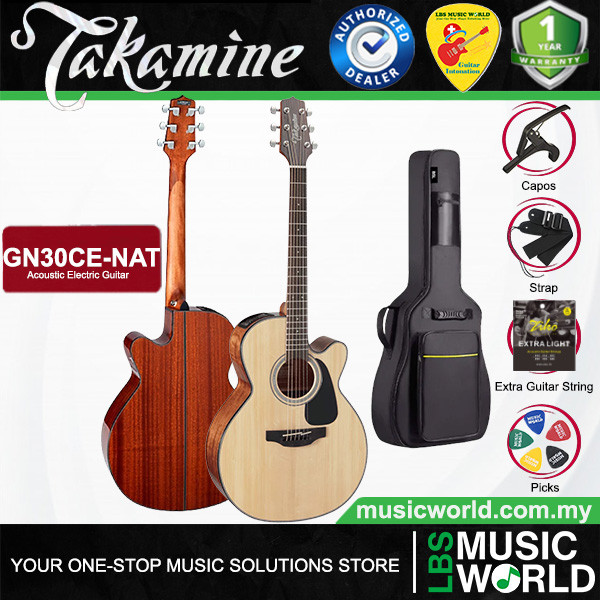 Takamine GN30CE-NAT NEX Cutaway Solid Spruce กีตาร์ไฟฟ้าอะคูสติกพร้อมกระเป๋า - ธรรมชาติ (GN30CE NAT)