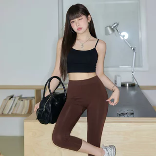 กางเกงเลกกิ้งสปอร์ตเกิร์ล 7 ส่วน เอวสูงเก็บพุง ทรงสกินนี่ สีพื้น ผ้ายืดนิ่ม กระชับสัดส่วน ใส่สบาย เคลื่อนไหวคล่องตัว