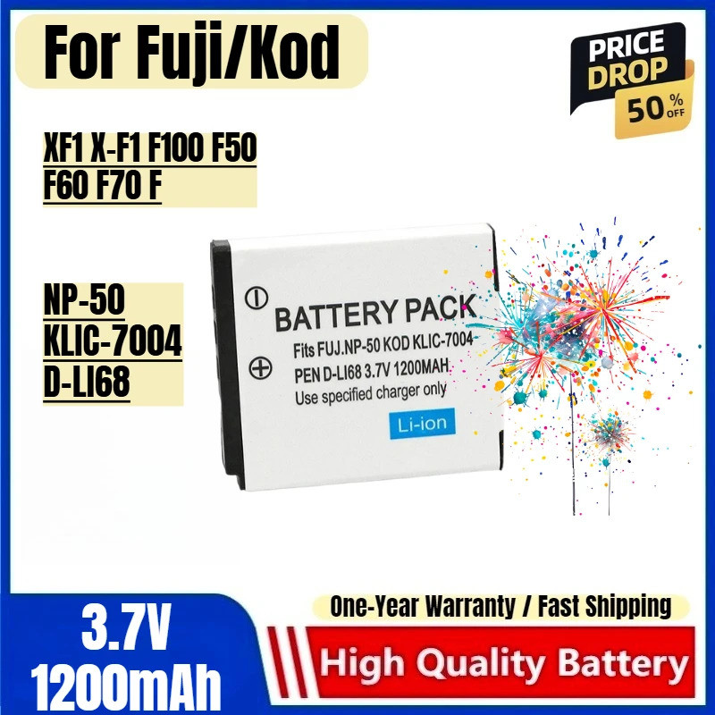 Fuji NP-50 Kodak KLIC-7004 D-LI68 สําหรับ XF1 X-F1 F100 F50 F60 F70 F