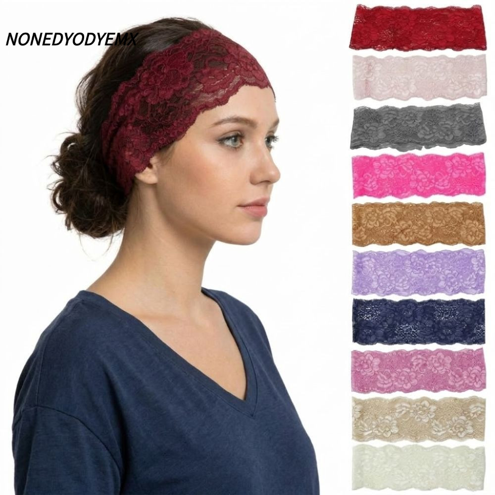 NONEDYOMX ที่คาดผม, Elegant Elastic Mesh Lace Hairband, แฟชั่น Breathable Hollow-Out น้ําหนักเบา Headwrap หมวก Lady Girls Headwear