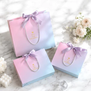 🆔888 ถุงกระดาษใส่ของขวัญ ฟรีริบบิ้นโบว์ แบบมือถือ🎀🛍ถุงกระดาษสามารถใส่ของขวัญได้💝