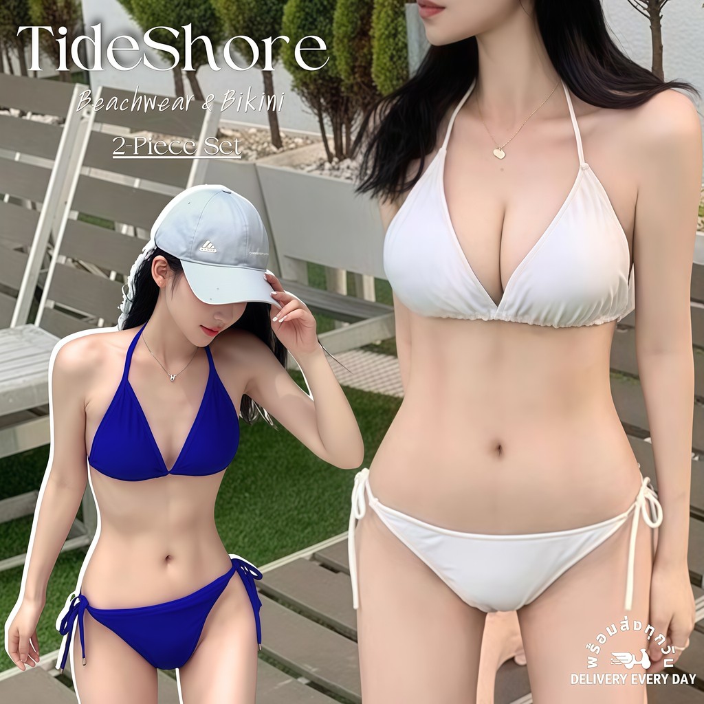 TIDE SHORE บิกินี่ทูพีซ สายผูกข้าง ราคาถูก bikini จัดส่งตอนนี้ ชุดว่ายน้ำ🔥มีไซส์ M-XL | น้ำหนัก 40-65 กก. มีหลายสี Y103