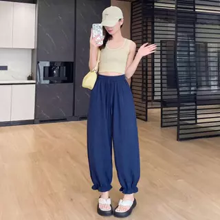 DTXmarket No.GY026 กางเกงจินนี่ กางเกงบอลลูนทรงสวย ผ้าดีใส่สบาย ผ้าลินิน กางเกงแฟชั่น