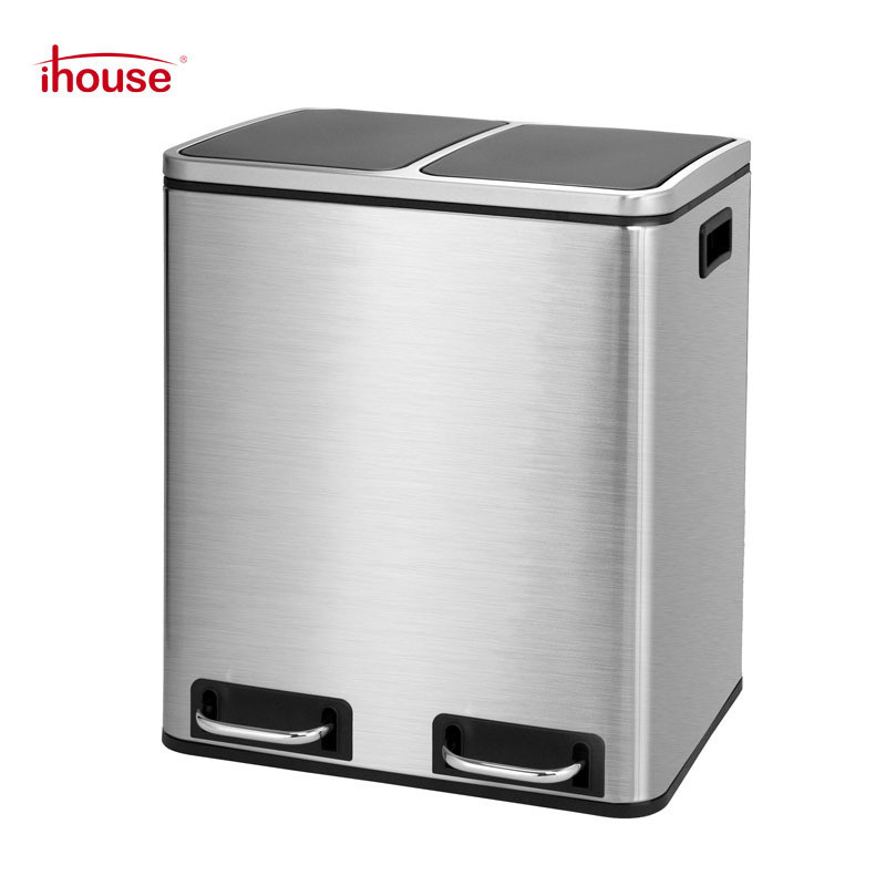 IHouse ถังขยะในครัวเรือนสแตนเลสเหยียบ 30 ยกช้าลง Silent Sorting ถังเก็บห้องครัวพร้อมสต็อก
