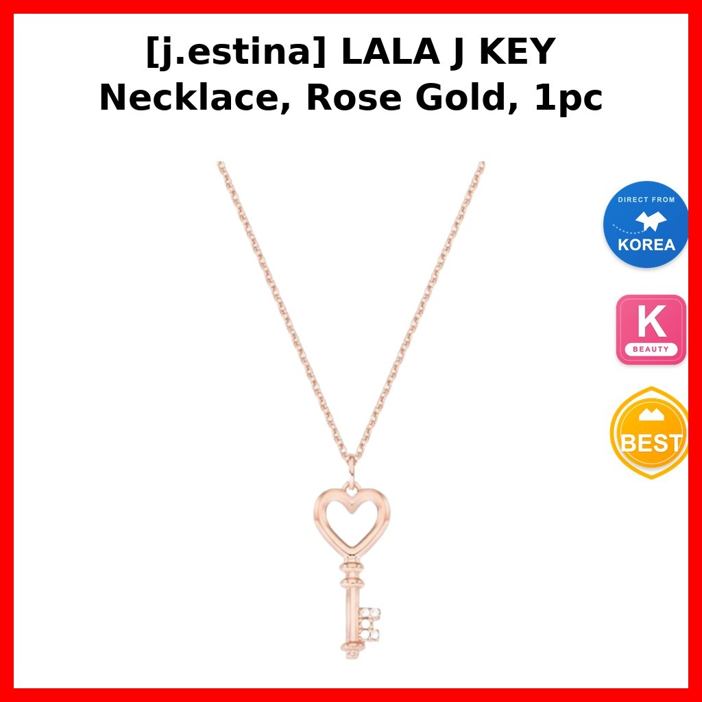 กระเป๋าและอุปกรณ์ [j.estina] LALA J KEY Necklace, Rose Gold, 1pc / สร้อยคอเกาหลี / ดีไซน์ Rose Gold 