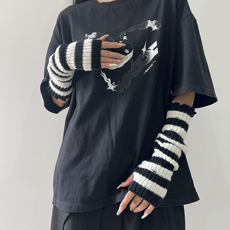 ญี่ปุ่น Harajuku cos Gaming Girl Arm Cover y2k Millennium สาวร้อน Fingerless Sleeve Disco JK Asian C