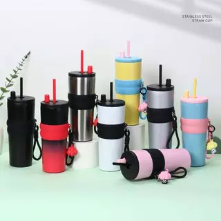 Zeblu 316 ถ้วยกาแฟสแตนเลส 710ml แก้วน้ําฉนวนสูญญากาศพร้อมฟางแก้วเดินทางรั่วซึมสําหรับเครื่องดื่มร้อนและเย็นสํานักงาน lu