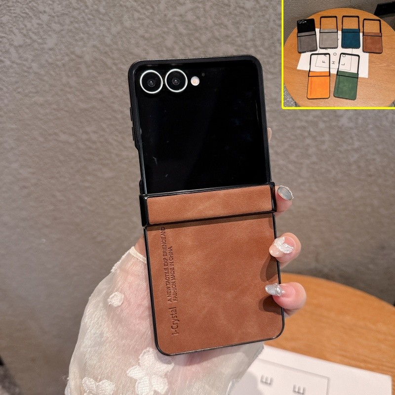 Retro หนังสําหรับ Samsung Galaxy Z Flip 8 Z Flip 7 Z Flip 6 Z Flip 5 Z Flip4/3 บานพับป้องกันเคสกันกระแทก