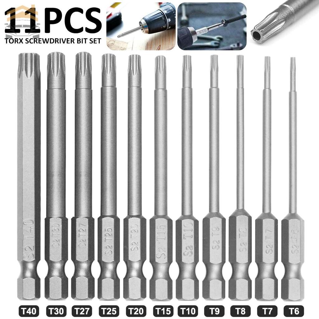 ชุดบิตไขควงดาว Torx 11 ชิ้น ขา Hex 1/4 นิ้ว แข็งแรงทนทาน ใช้ซ่อมรถยนต์อเนกประสงค์