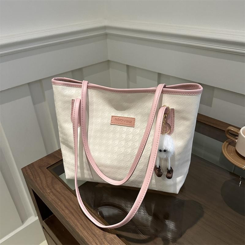 , 2026 College Bag Retro Tote for Women, Fashion Commuter Handbag New Waterproof and Style Shoulder Bag PU Leather Pink Bag