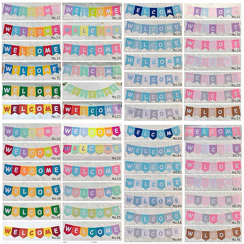 🔥พร้อมส่ง🔥ธงผ้าWelcome ธงตกแต่ง ธงประดับ พร้อมเชือกร้อย