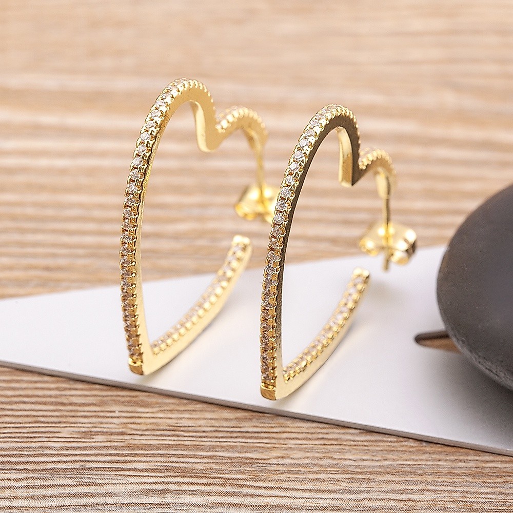 เพทาย Simple Hoop ต ่ างหูหัวใจวงกลมผู ้ หญิงแฟชั ่ นเกาหลีอารมณ ์ สาวเครื ่ องประดับทุกวัน