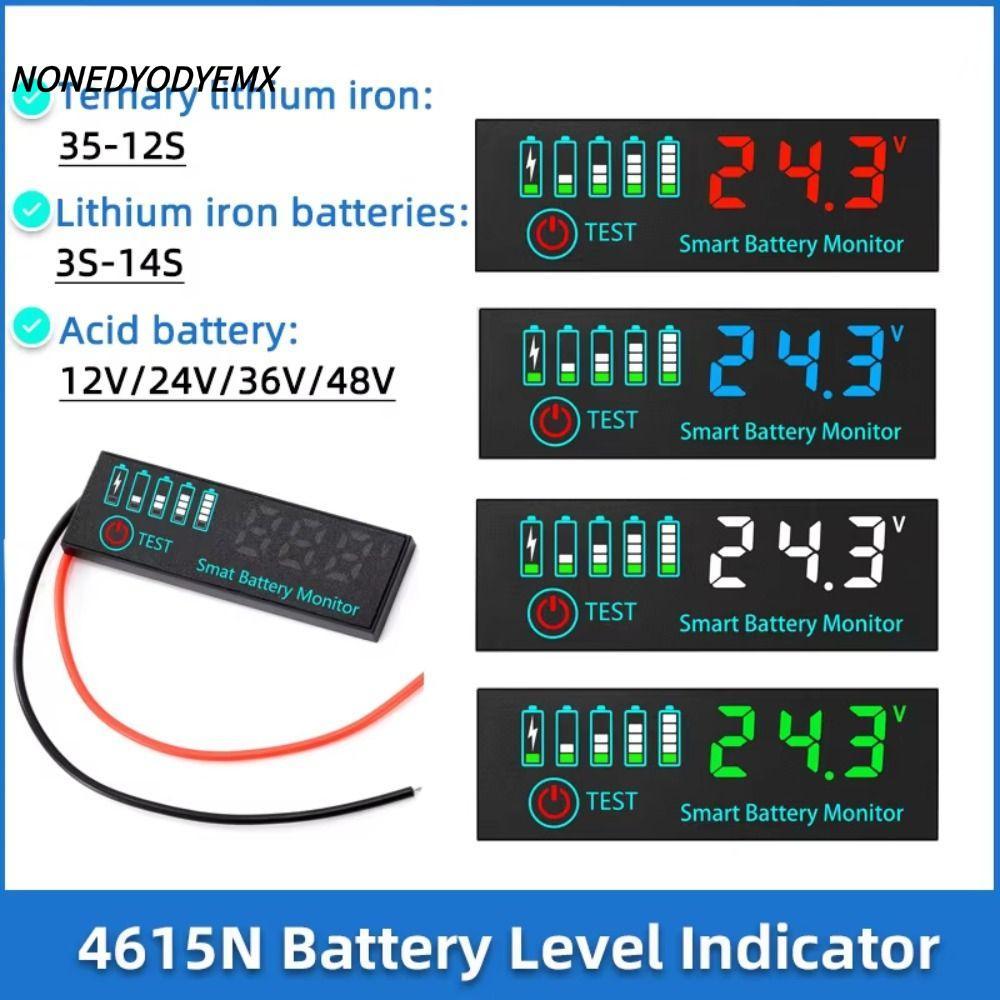 NONEDYEMX 1 ชิ้นตัวบ่งชี้ระดับแบตเตอรี่,จอแสดงผล LED โมดูลตะกั่วกรดเครื่องทดสอบแบตเตอรี่,จอแสดงผล DC7-55V Universal จอแสดงผล LCD อิเล็กทรอนิกส์