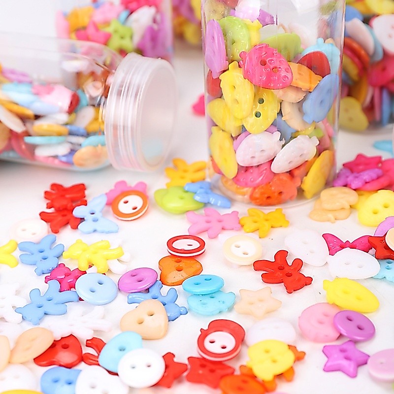 กระดุมพลาสติกเรซิ่น ลายการ์ตูน คละสี สําหรับตกแต่งสมุดภาพ งานฝีมือ Diy จํานวน 95 ชิ้น