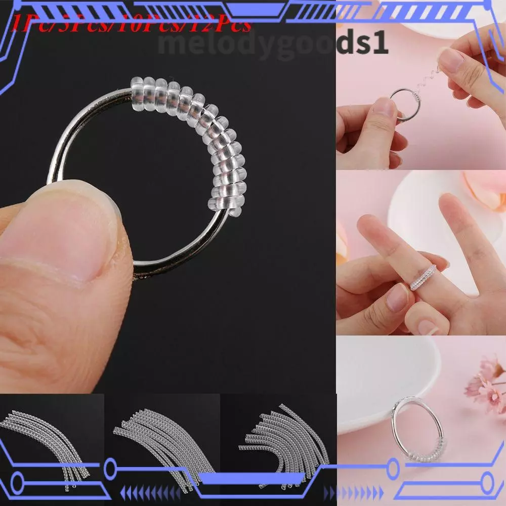 MELODYGOODS 1 PC/5 ชิ้น/10 ชิ้น/12 ชิ้นแหวนขนาด Adjuster เกลียวที่มองไม่เห็น Resizing เครื่องมือ