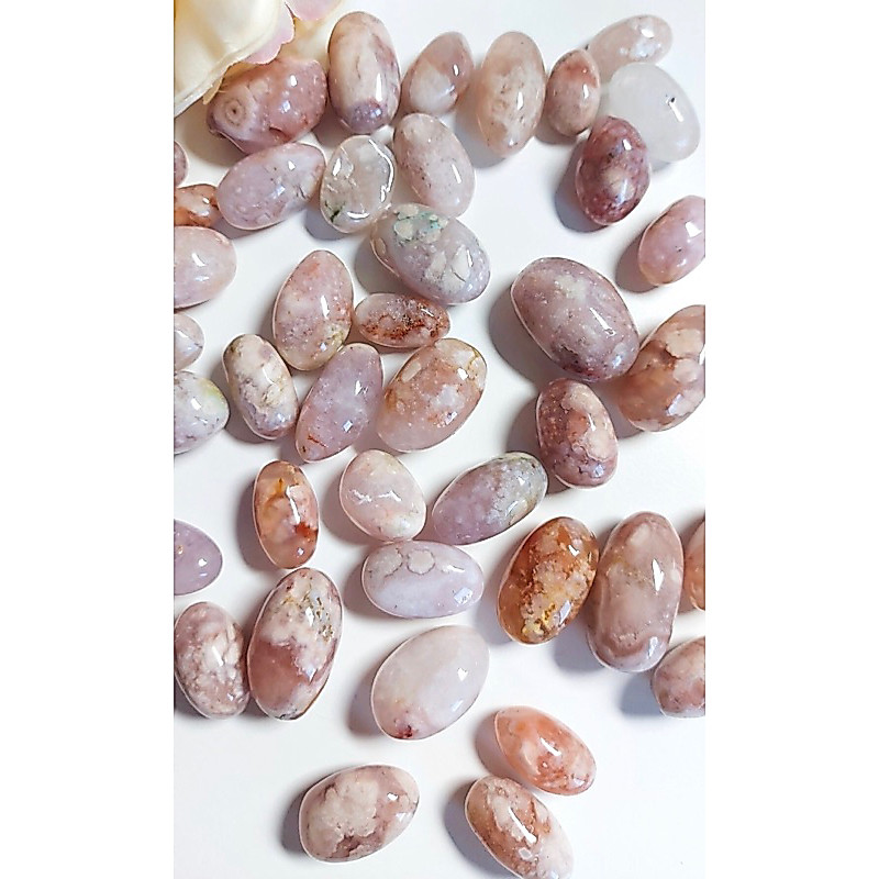 1 PC HIGH QUALITY Pink Amethyst x Flower Agate x Clear Quartz Crystal Tumbles | Different Sizes | W/ Rainbows!