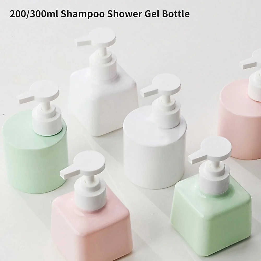 ขวดเปล่า PETG ขนาด 200 มล. 300 มล. พร้อมฝาปั๊ม สีแคนดี้ สําหรับใส่แชมพู ครีม ครีม เดินทาง