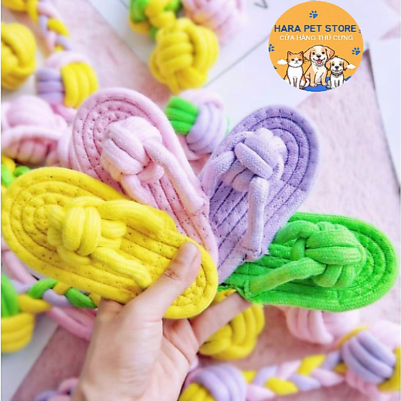 ของเล่นสุนัขทําความสะอาดฟันเชือกรูปรองเท้าแตะ - Hara Pet Store