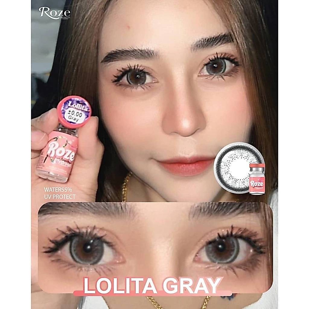 'บิ๊กอายลายฮิต 'สายตาปกติ 🍑 lolita Gray/Brown 🍑 #rozelens #ฝาพีช #เลนส์ไฮโดรเจลบิ๊กอาย แถมตลับฟรีจ้าา