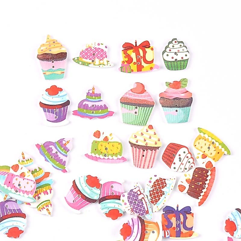 50 ชิ้น 20-35 มิลลิเมตรผสมเค้กปุ่มไม้สําหรับงานฝีมือ Scrapbooking เย็บเสื้อผ้า DIY เด็กเครื่องแต่งกายอุปกรณ์ MT2693