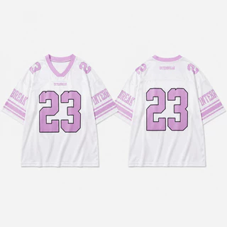 เสื้อยืดผู้หญิงโอเวอร์ไซส์ เบอร์ 23 คอวีแขนสั้น ทรงหลวม สไตล์สปอร์ตแฟชั่น เทรนด์ปี 2026
