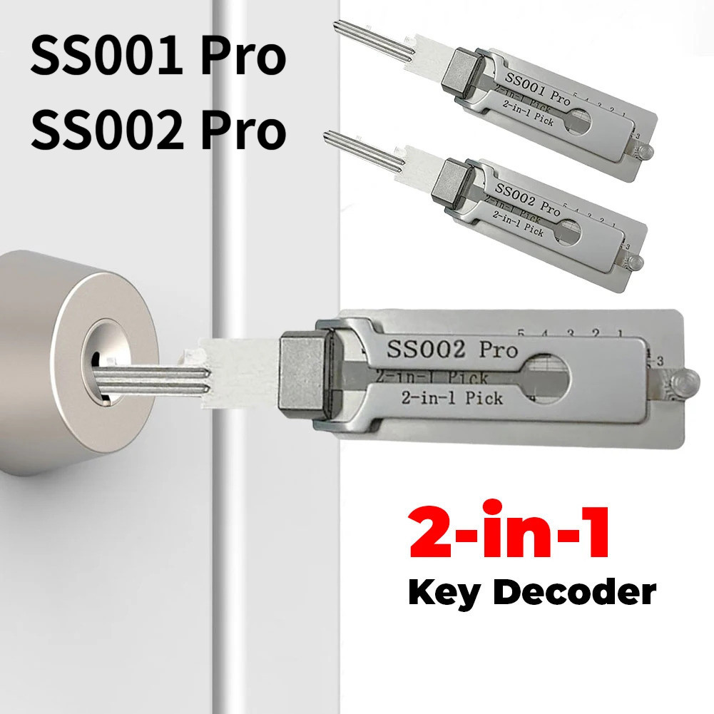 SS001 PRO / SS002 PRO 2 In 1 Lock Key ปลดล็อคเครื่องมือล็อค Decoder Lishi 2-in-1 Key Locksmith Tools