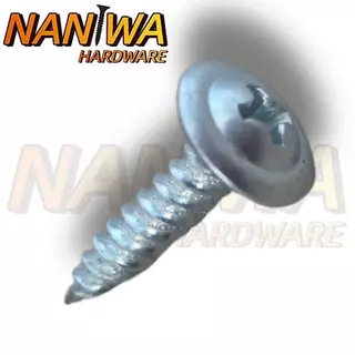 Naniwa สกรูหัวเวเฟอร์ ปลายแหลม สีขาว (100ตัว) (HJ) สกรูปลายแหลมหัวนูน