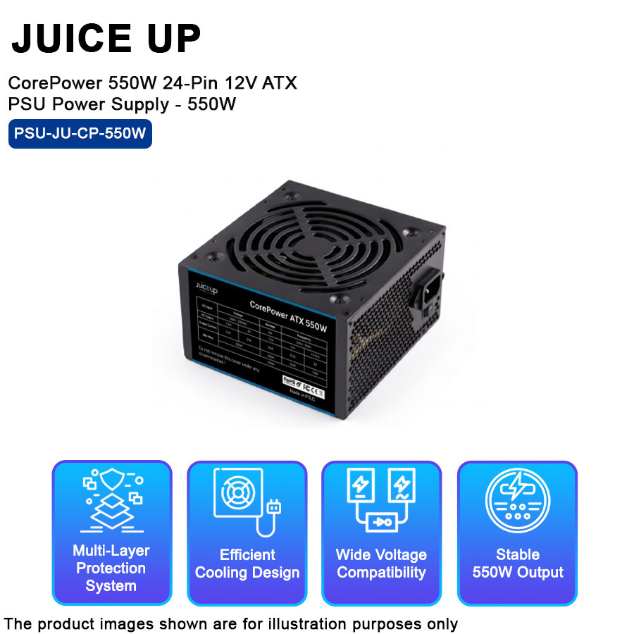 Juice Up CorePower 550W 24-Pin 12V ATX PSU Power Supply - 550W
