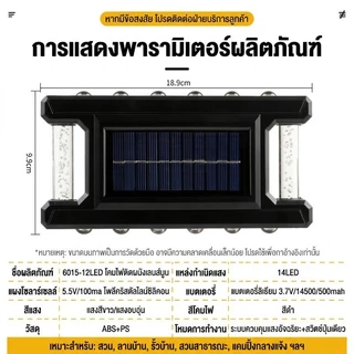 12LED ไฟโซล่าเซลล์ โคมไฟติดผนัง พลังงานแสงอาทิตย์ สำหรับกลางแจ้ง สําหรับตกแต่งสวน ระเบียงSolar light