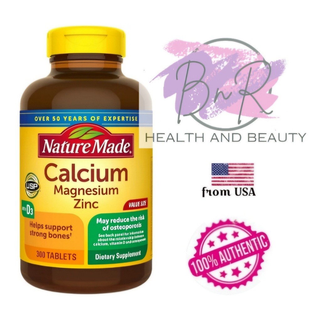 Nature Made Calcium Magnesium Zinc พร้อมวิตามิน D3, 300 เม็ด EXP 2027/JUNE 2027
