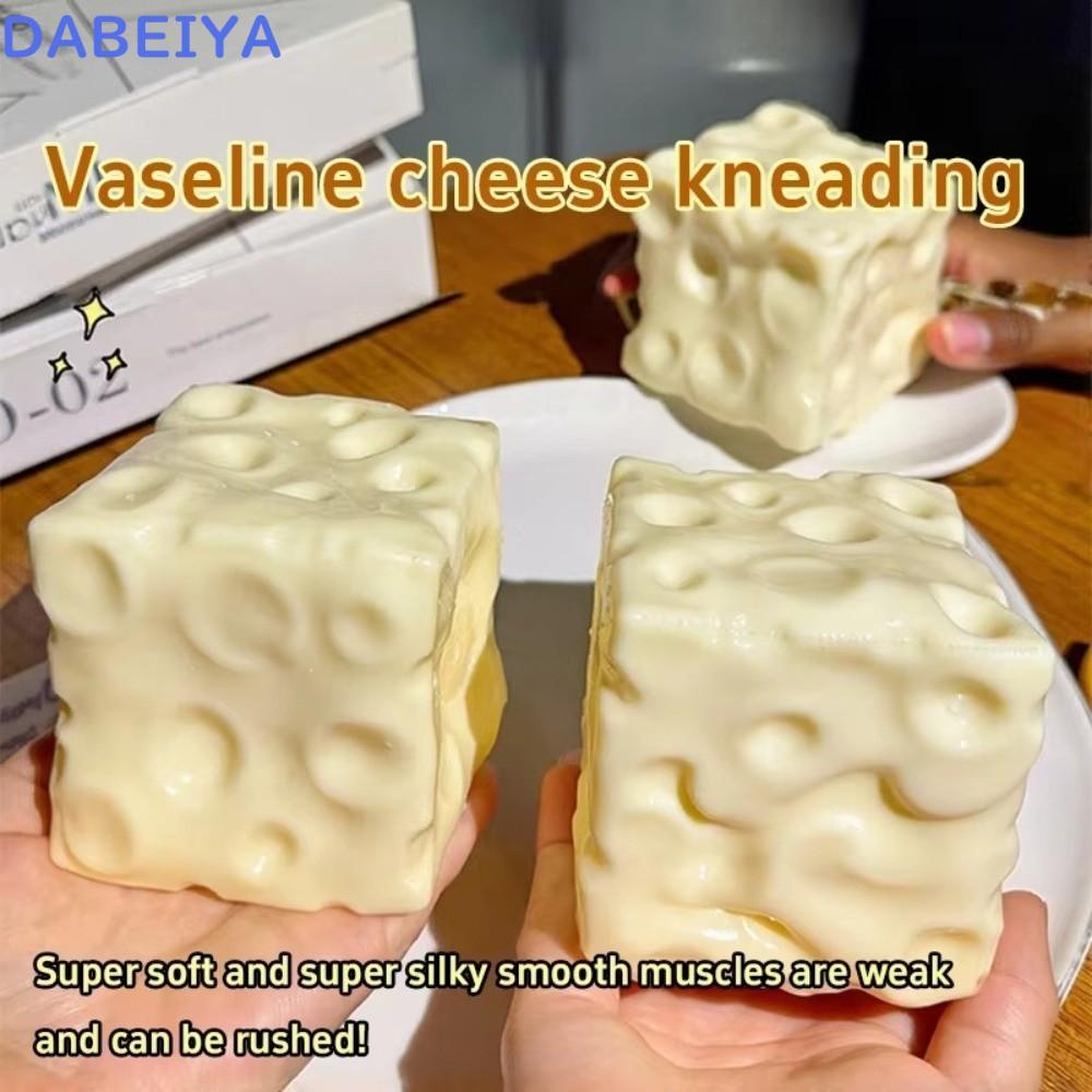 DABEIYA Jumbo Cheese Cube Stress Ball, Non-Bounce Anti-Stress Cheese Pinch Toy, นวดรูปร่างได้ Squishy Texture ASMR Sensory Stress Relief