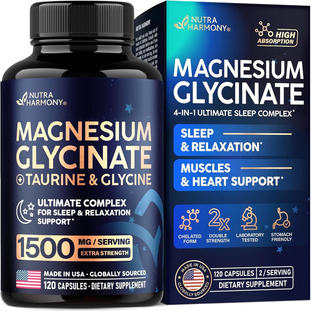 Magnesium Glycinate - พอร์ต Sleep & Relaxation - Extra Strength Glycinate, Glycine & Taurine 1500 mg