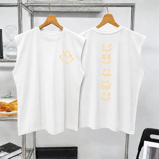 Sea.Tee แขนกุด Oversize ผ้าคอตตอน 100% "XX smiley face" เสื้อกีฬา แฟชั่น สบายนุ่ม ไซส์ S-3XL