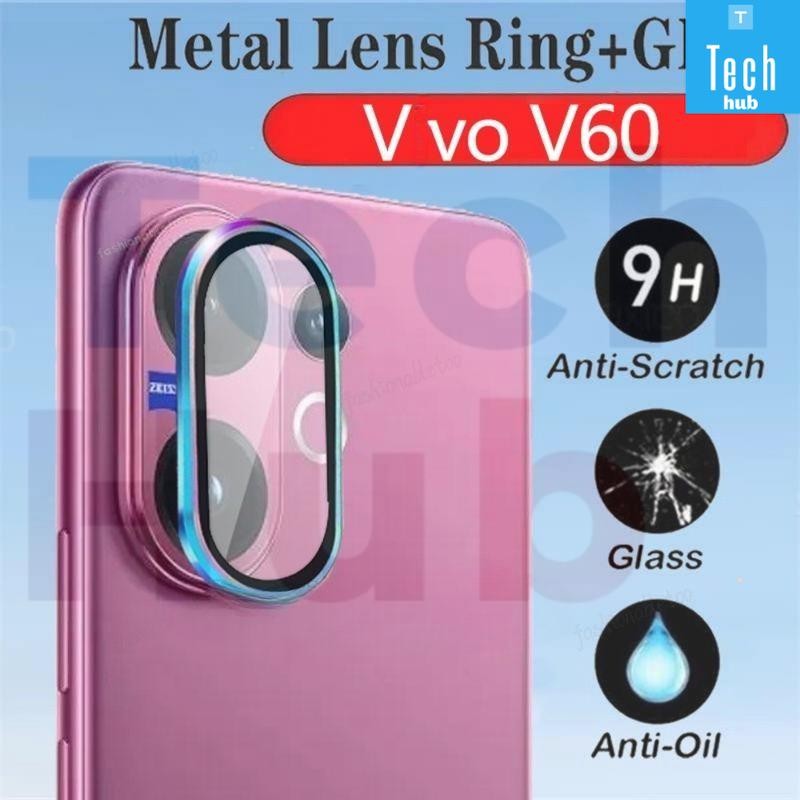 ฟิล์มกระจกกันรอยเลนส์กล้องวงแหวนโลหะ,สำหรับ For Vivo V60 5G  V60 V 60 ฟิล์มกันรอยแบบเต็มฝาครอบ