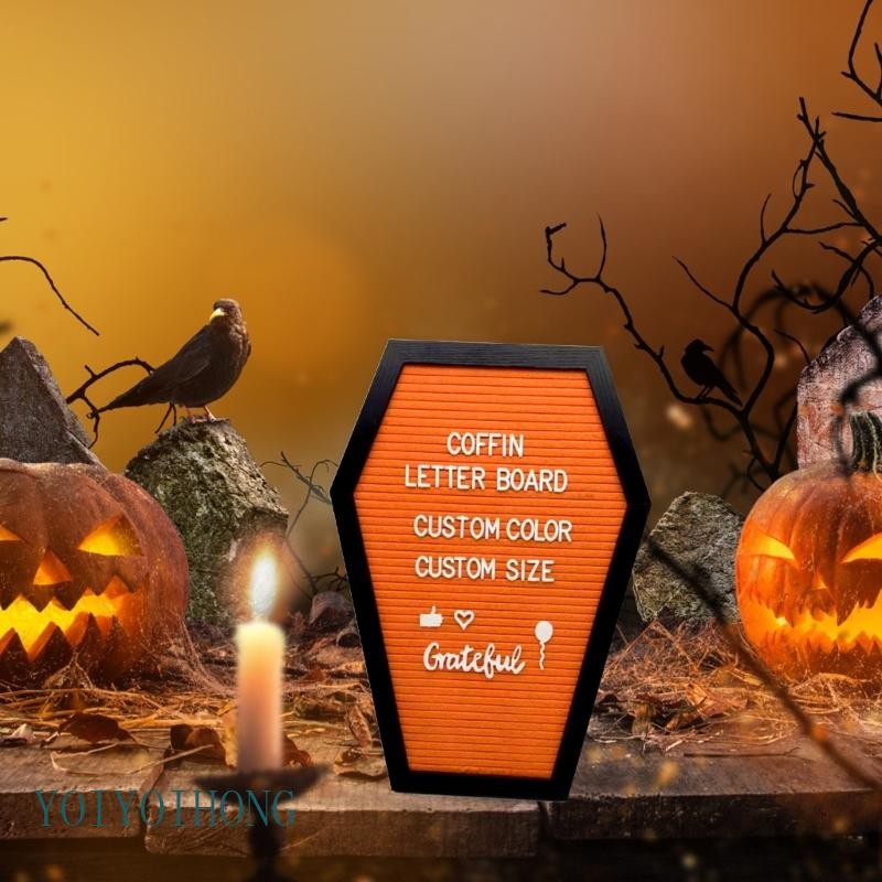 YOI Coffin Letter Board Gothic Message Board Felt Letter Board พร้อมตัวอักษรสําหรับงานปาร์ตี้